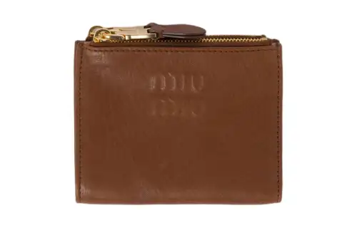 MIU MIU Leather Wallet Small Women's Oak