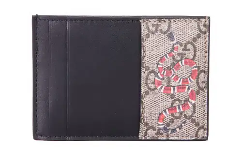 GUCCI GG Supreme Cow Leather Card Holder Card Holder Regular Men's Black/Khaki