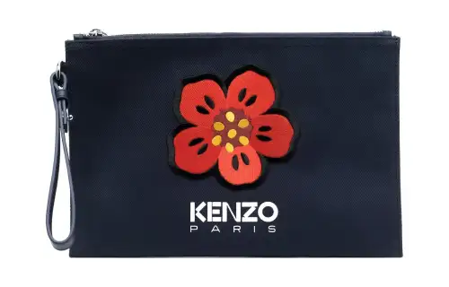 KENZO Printed Pattern 100% Cotton Wallet Large Men's Marine Blue