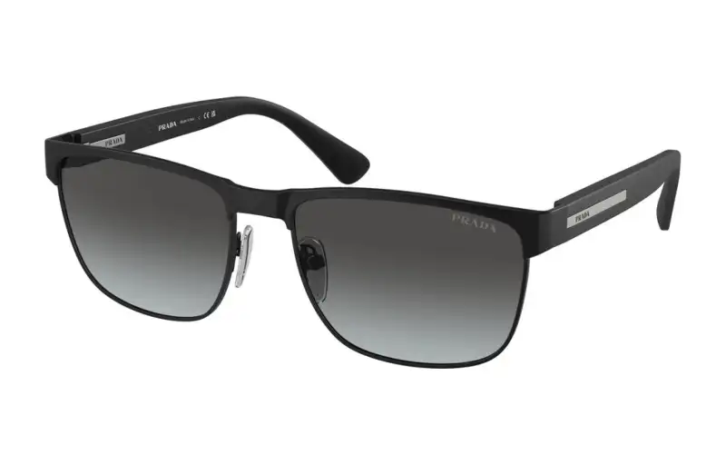 PRADA Metal Rectangular Sunglasses Men's Black