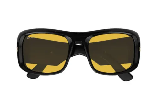 GUCCI Acetate Irregular Shape Sunglasses Women's Black
