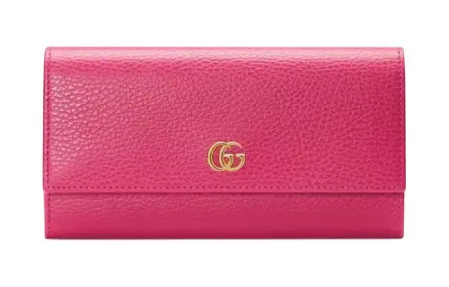 GUCCI GG Marmont Leather Wallet Women's Fuchsia