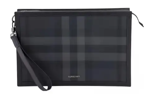Burberry Zip Closure Polyurethane Shoulder Bag, Crossbody Bag Men's Black
