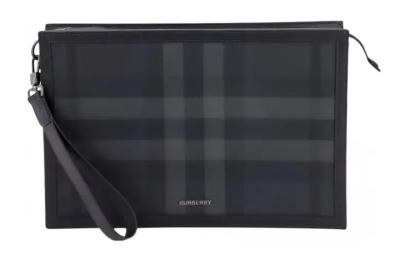 Burberry Zip Closure Polyurethane Shoulder Bag, Crossbody Bag Men's Black