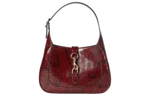 GUCCI Python Skin Handbag, Shoulder Bag Small Women's Red