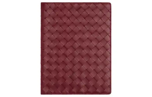 Bottega Veneta Intrecciato Calfskin Notebook Case Bag Accessory Large Men's Burgundy