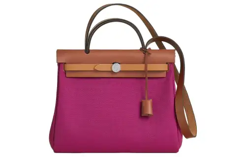 HERMES Herbag Zip Hunter Cow Leather And Canvas Shoulder Bag, Crossbody Bag, Handbag 31 Unisex