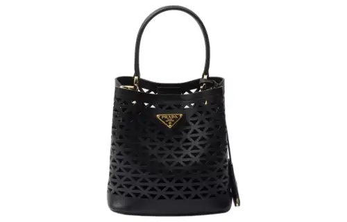 PRADA Panier Leather Shoulder Bag, Crossbody Bag, Handbag Mini Women's Black