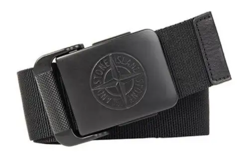 STONE ISLAND Logo Design Smooth Buckle Belts Unisex Black