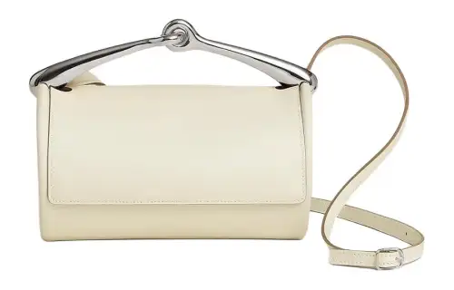 HERMES Maximors Silver Tone Buckle Swift Calfskin Crossbody Bag, Shoulder Bag Women's I2 Nata Cream White