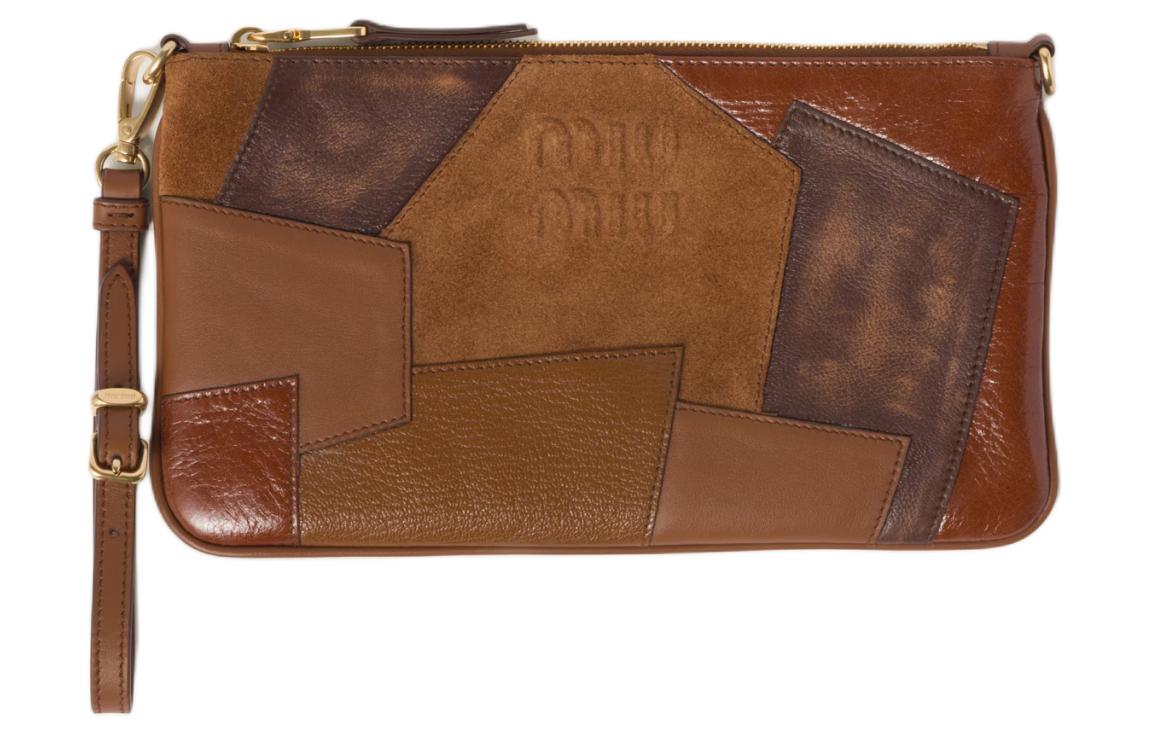 MIU MIU Leather Clutch Women's Cognac Brandy