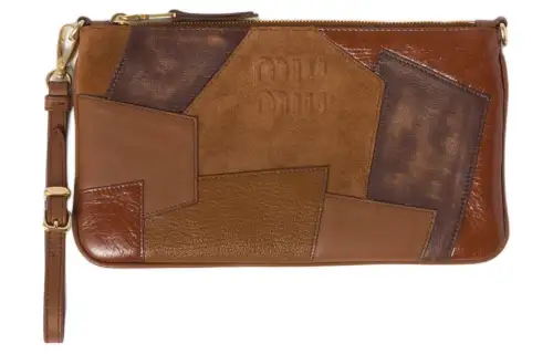 MIU MIU Leather Clutch Women's Cognac Brandy