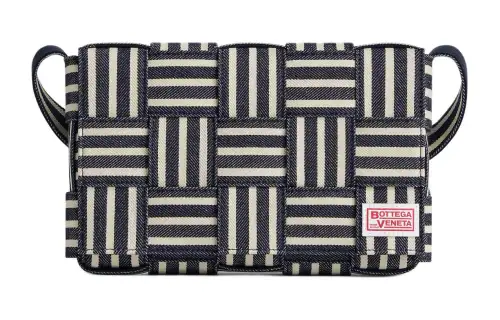Bottega Veneta Cotton Crossbody Bags Medium Men's Marine Blue & White & Black
