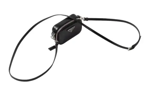 PRADA Leather Shoulder Bag, Crossbody Bag Mini Men's Black
