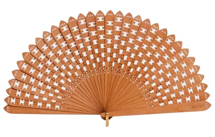 CELINE TRIOMPHE Bamboo Fan Metal Handle Folding Fan/Fan Natural Color 20.5*2.3cm