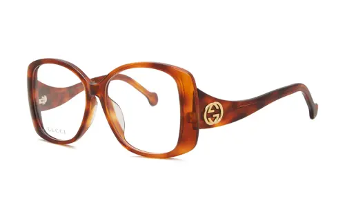 GUCCI Acetate Irregular Shape Eyeglass Frames Women's Tortoiseshell