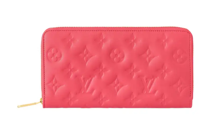 LOUIS VUITTON Zippy Lambskin Wallet Women's Pink Sky