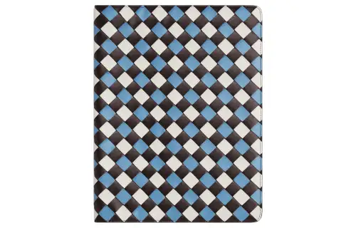 Bottega Veneta Calfskin Notebook Case Bag Accessory Men's Blue & White & Brown