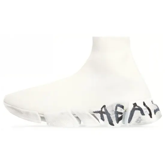 Balenciaga Speed 2.0 Graffiti Recycled Knit White Women's