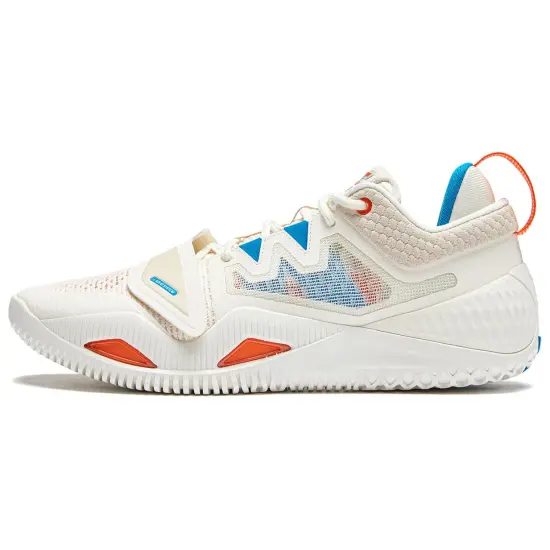 LINING Rage 2 Basketball Shoes Men Low-Top White Orange Blue