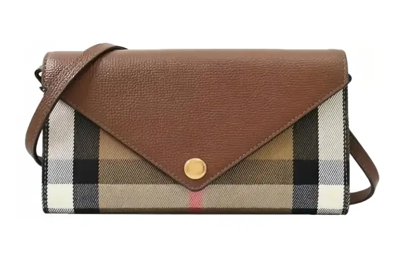 Burberry Canvas With Cow Leather Clutch Small Women's Brown Multicolor