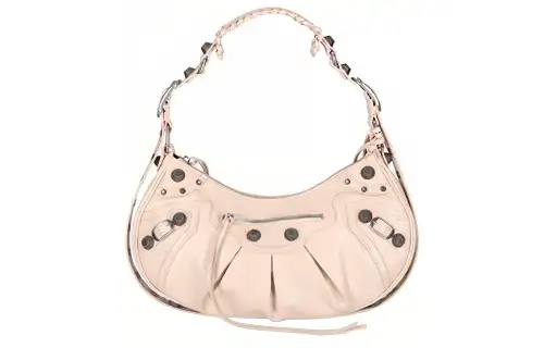 Balenciaga Le Cagole Zip Closure Leather Shoulder Bag Small Women's Beige