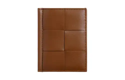 Bottega Veneta Calfskin Card Holder Men's Cognac & Space Blue