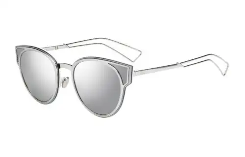 DIOR Metal Irregular Shape Sunglasses Women's Silver