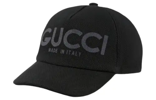 GUCCI Cotton Canvas Baseball Caps Men's Black