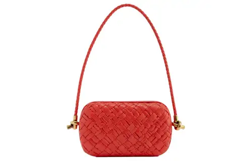 Bottega Veneta Leather Handbag, Shoulder Bag Women's Red