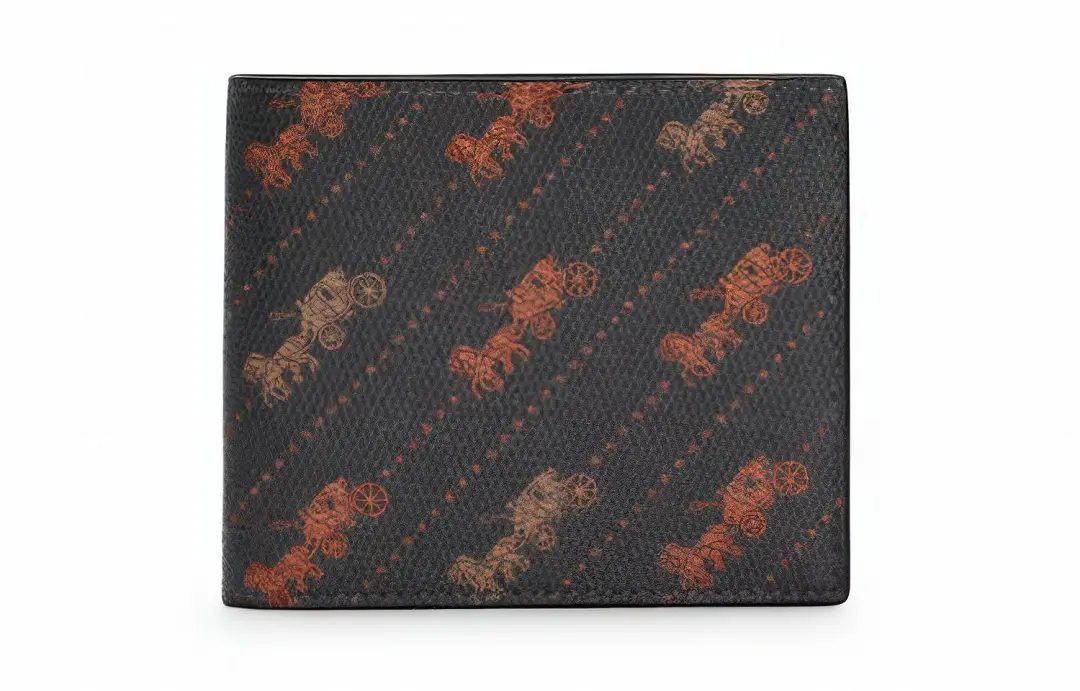 COACH Billfold Wallet Coated Canvas Card Holder, Wallet Men's Brown