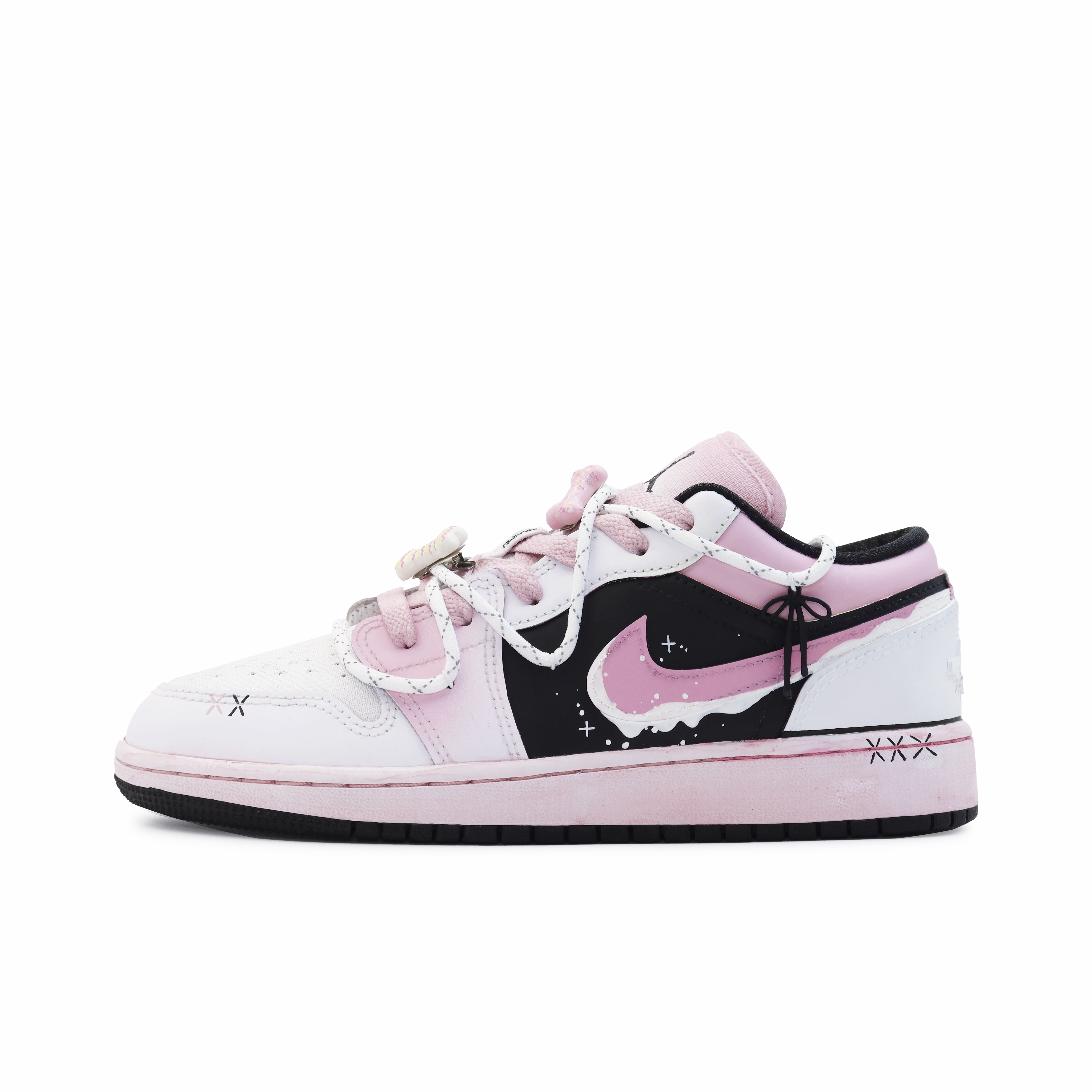 [Кроссовки по индивидуальному заказу] Jordan Air Jordan 1 Zim Maid Bacchus Cake Y2K Sweetheart Girl высокая Низкая банда винтаж Баскетбол женский розовый белый