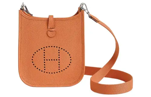 HERMES Evelyne Clemence Bullock Leather Crossbody Bag, Shoulder Bag 16 Women's 93 Orange Hermes Orange