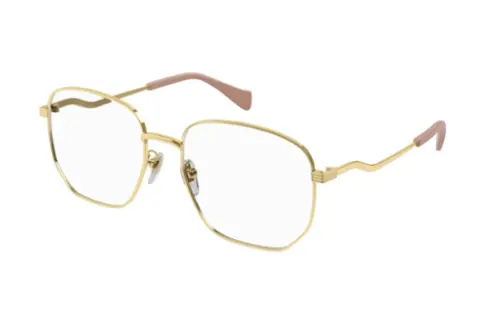 GUCCI Irregular Shape Eyeglass Frames Unisex Gold