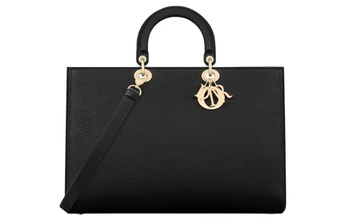 DIOR Bullhide Shoulder Bag, Crossbody Bag, Handbag Extra Large Women's Black