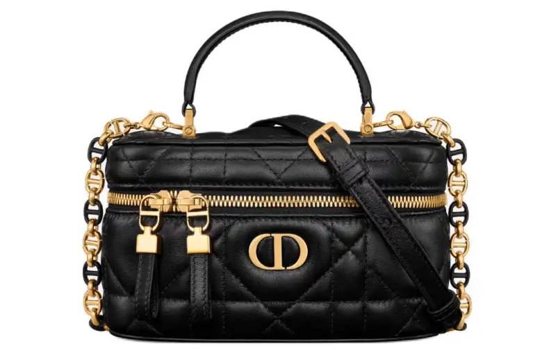 DIOR 30 Montaigne Sheepskin Handbag Mini Women's Black