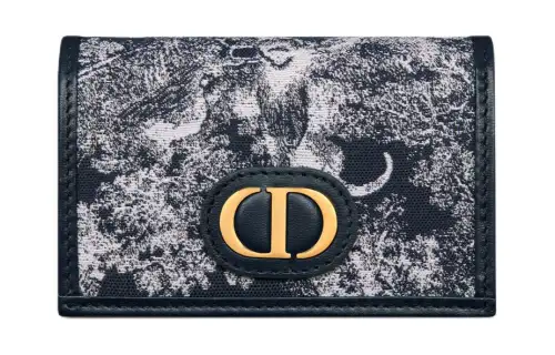 DIOR 30 Montaigne Jacquard Fabric Wallet Women's Black