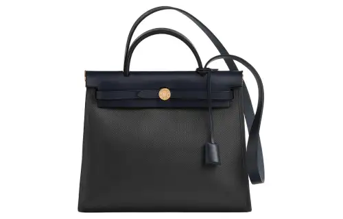 HERMES Herbag Zip H Plume Canvas And Hunter Cow Leather Shoulder Bag, Crossbody Bag, Handbag 31 Unisex