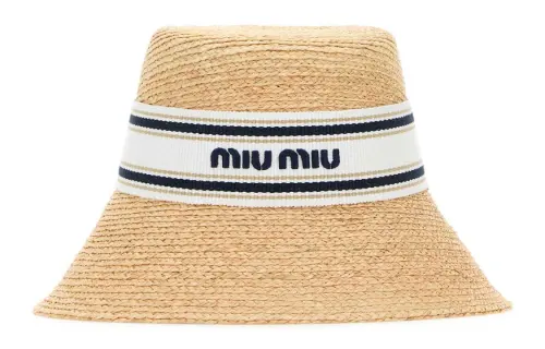 MIU MIU Raffia Bucket Hats Women's Beige