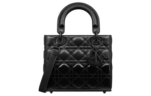 DIOR Lady Dior Wicker Pattern Lambskin Shoulder Bag, Crossbody Bag, Handbag Small Women's Black