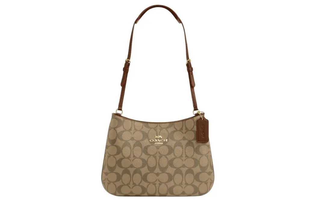 COACH Penelope Leather Handbag, Shoulder Bag Large Women's Khaki & Saddle Brown