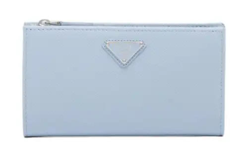 PRADA Saffiano Leather Wallet Large Women's Light Blue