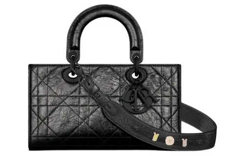 DIOR Lady D Sire My ABCDior Wrinkled Cow Leather Handbag, Shoulder Bag, Crossbody Bag, Handbag Small Women's
