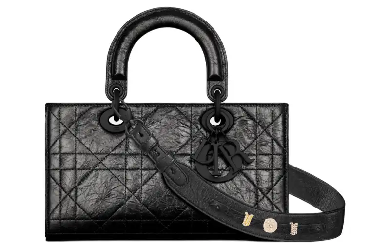 DIOR Lady D Sire My ABCDior Wrinkled Cow Leather Handbag, Shoulder Bag, Crossbody Bag, Handbag Small Women's
