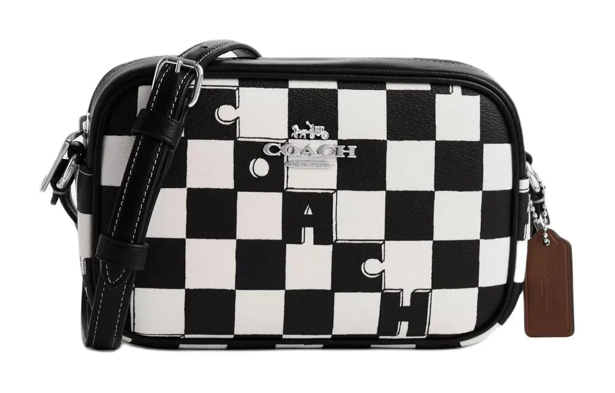 COACH Jamie Canvas With Leather Camera Bag, Shoulder Bag, Crossbody Bag Small Women's Black