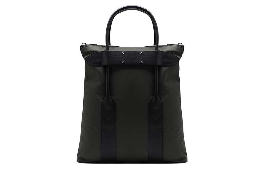 Maison Margiela Nylon With Leather Handbag Men's Army Green