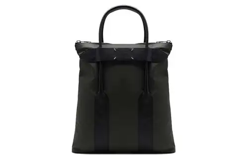 Maison Margiela Nylon With Leather Handbag Men's Army Green