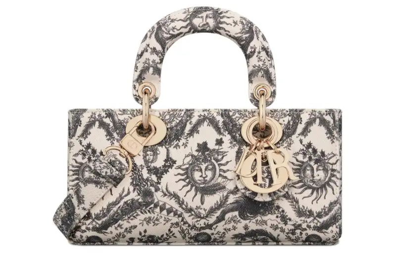 DIOR Lady D Joy Denim Handbag, Shoulder Bag, Crossbody Bag, Handbag Small Women's Black & White