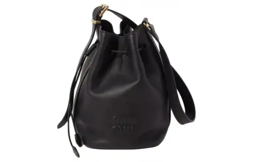 MIU MIU Leather Bucket Bag, Shoulder Bag, Crossbody Bag Women's Black