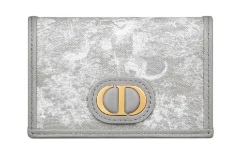 DIOR 30 Montaigne Jacquard Fabric Wallet Women's Gray